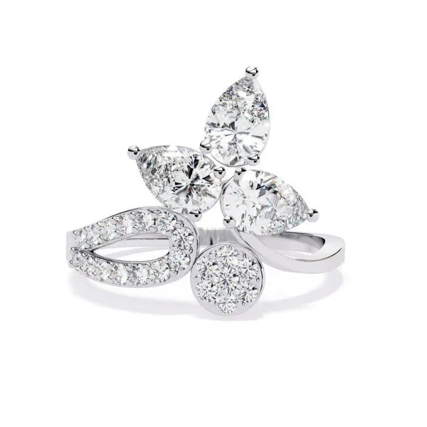 Elegant Moissanite Floral Anniversary Ring