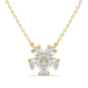 3.64 Ct Long gold necklace with layered chain design.