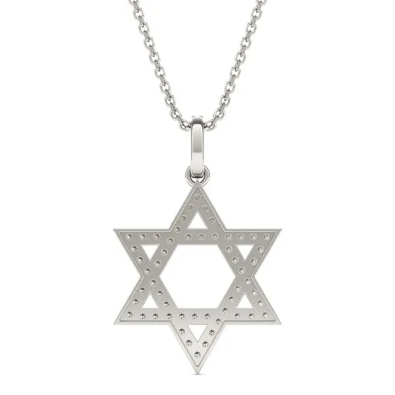 Star of David Round Moissanite Diamond Necklace