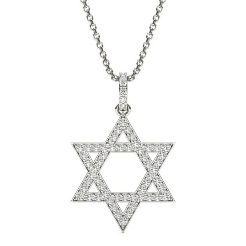 Star of David Round Moissanite Diamond Necklace