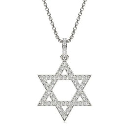 Star of David Round Moissanite Diamond Necklace