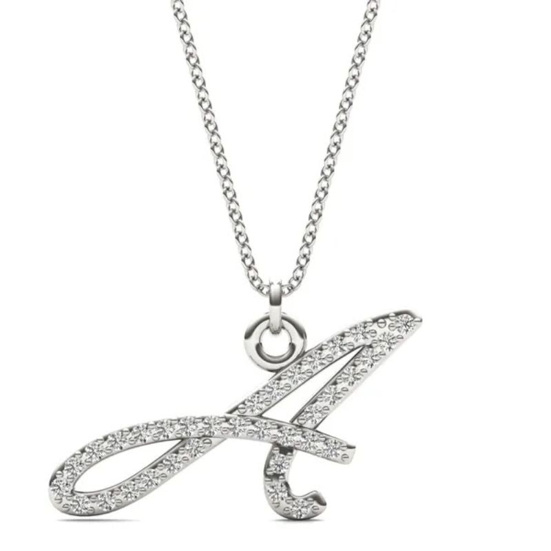 Elegance Round Moissanite M Letter Alphabet Necklace