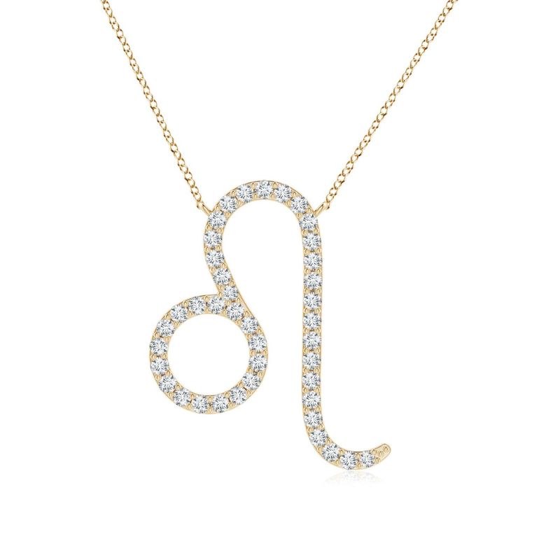 Leo Zodiac Sign Round Moissanite Personalized Necklace