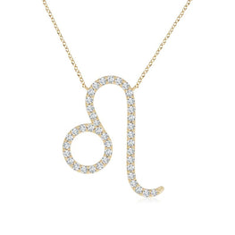 Leo Zodiac Sign Round Moissanite Personalized Necklace