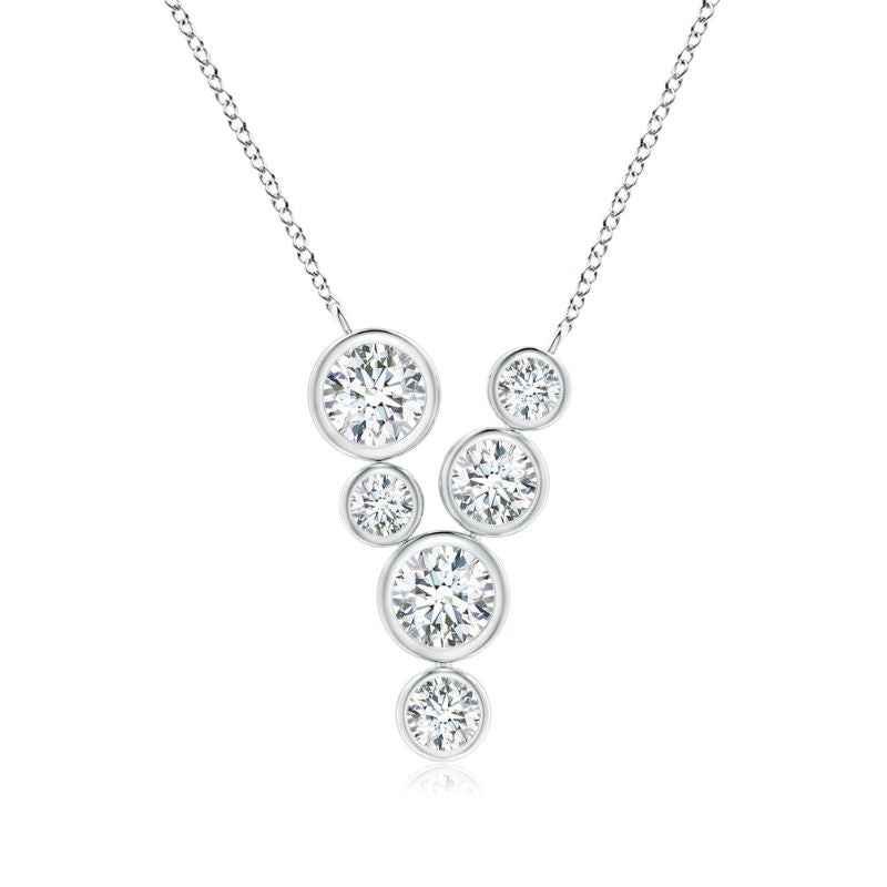 Vertical Cluster Moissanite Modern Necklace