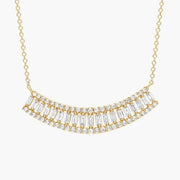4.38 Ct Long gold necklace with layered chain design.