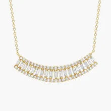 4.38 Ct Long gold necklace with layered chain design.