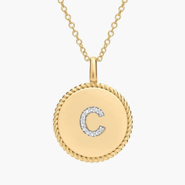 Elegance Round Moissanite Initial Necklace