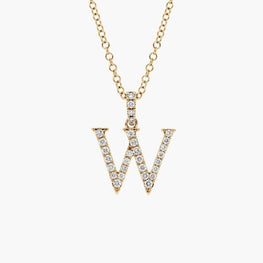 W Letter Alphabet Moissaine Diamond Initial Necklace