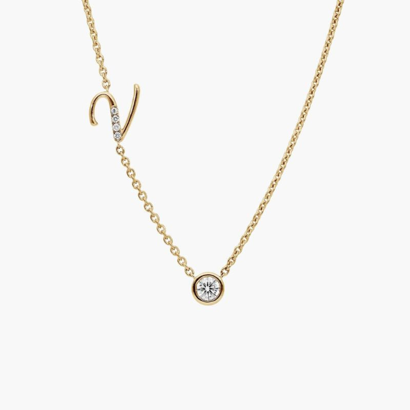 Personalized Mlossanite Initial Necklaces