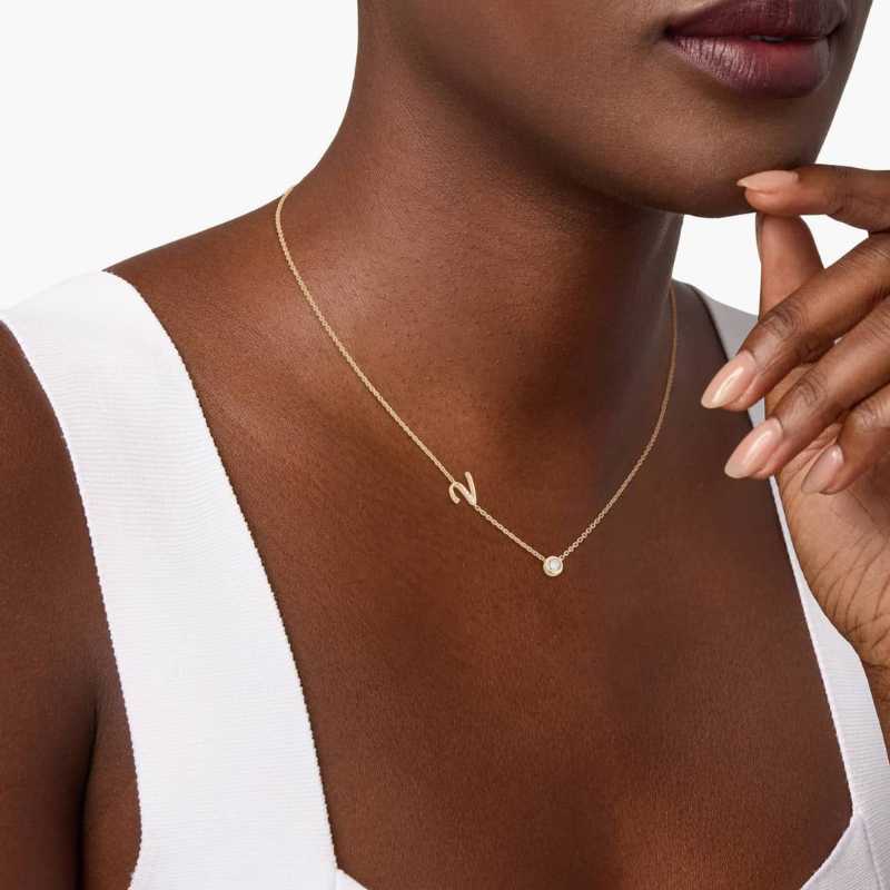 Personalized Mlossanite Initial Necklaces
