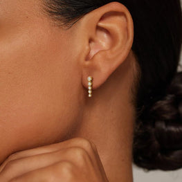 Bezel Moissanite Diamond Bar Earrings in 14k Yellow Gold Plated