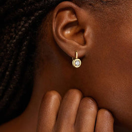 Delicate Moissanite Diamond Drop Earrings in 14k Yellow Gold Plated