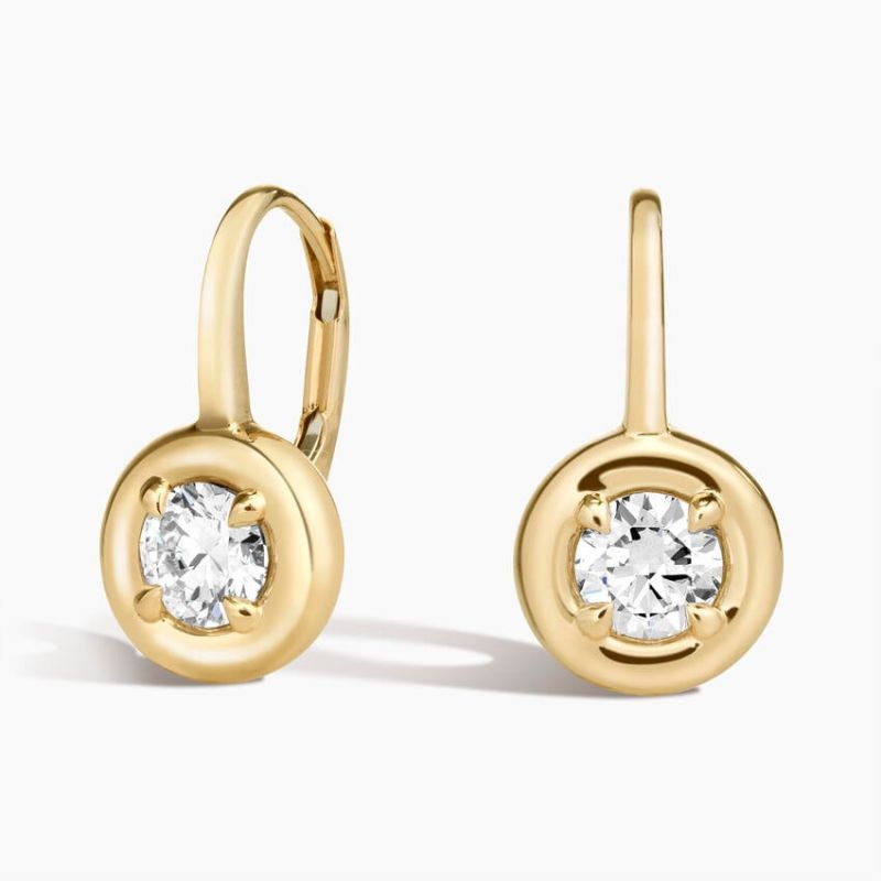 Delicate Moissanite Diamond Drop Earrings in 14k Yellow Gold Plated