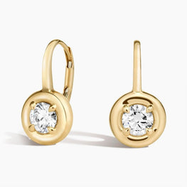 Delicate Moissanite Diamond Drop Earrings in 14k Yellow Gold Plated