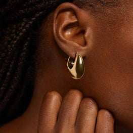 Ramona Tapered Hoop Earrings in 14K Yellow Gold Plated