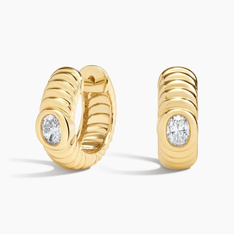 Vera Lab Diamond Hoop Earrings in 14k Yellow Gold Plated