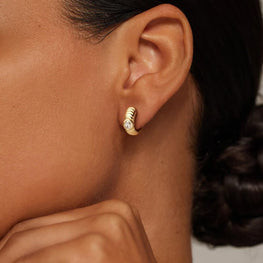 Vera Lab Diamond Hoop Earrings in 14k Yellow Gold Plated