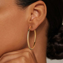 Oversized Perfect Tube Hoop Earrings in 14K Yellow Gold Plated