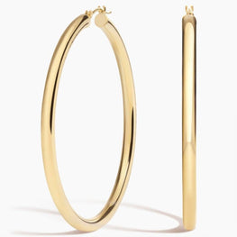 Oversized Perfect Tube Hoop Earrings in 14K Yellow Gold Plated