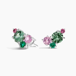 Multi Simulated Diamond Hibiscus Bouquet Earrings
