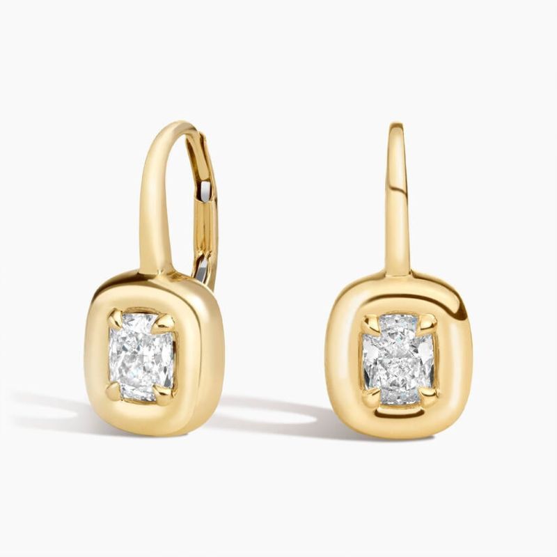 Elegance Cushion Moissanite Diamond Huggie Earrings