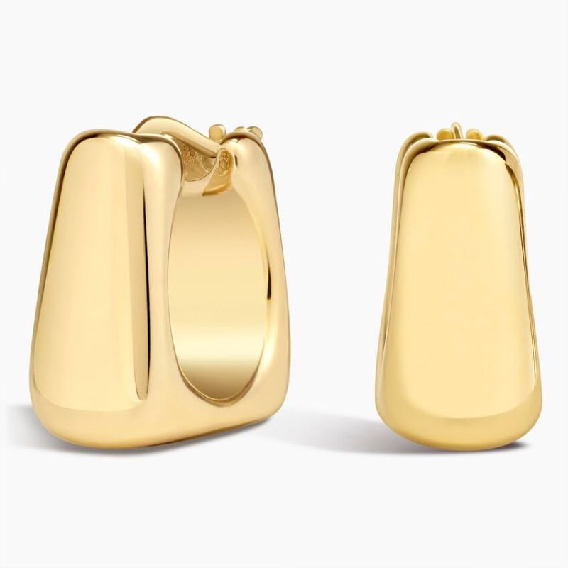 Electra Square Hoop Earrings in 14K Yellow Gold Plated