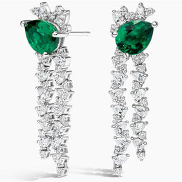 Gemstone and Moissaniote Diamond Drop Earrings in 14k White Gold Platinum