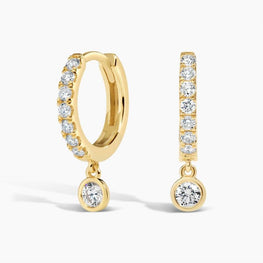 Moissanite Diamond Drop Huggie Earrings 14k Yellow Gold Plated