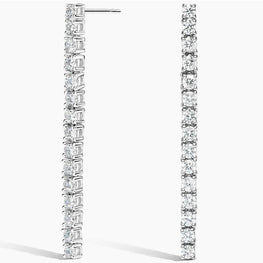 Round Moissanite Tennis Earrings 14k White Gold Plated