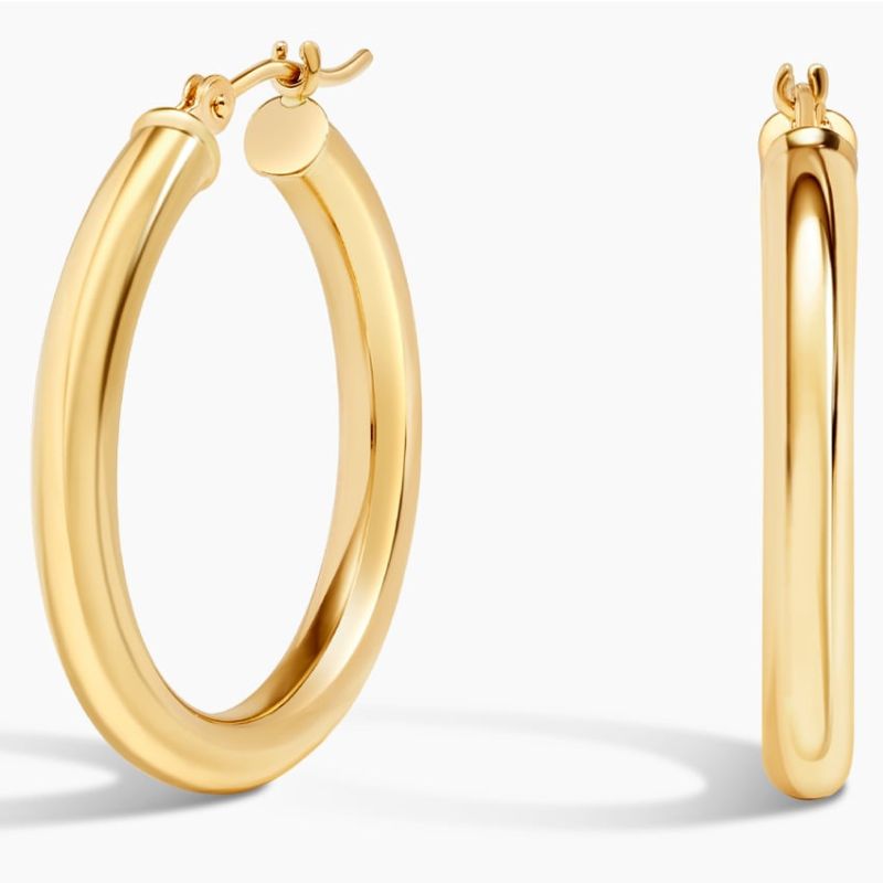Small Perfect Hoop Earrings 14k Yellow Gold Plated