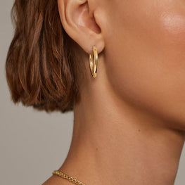 Small Perfect Hoop Earrings 14k Yellow Gold Plated