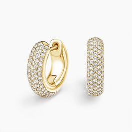 Moissanite Tube Huggie Earrings 14k Yellow Gold Plated