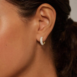 Moissanite Tube Huggie Earrings 14k Yellow Gold Plated