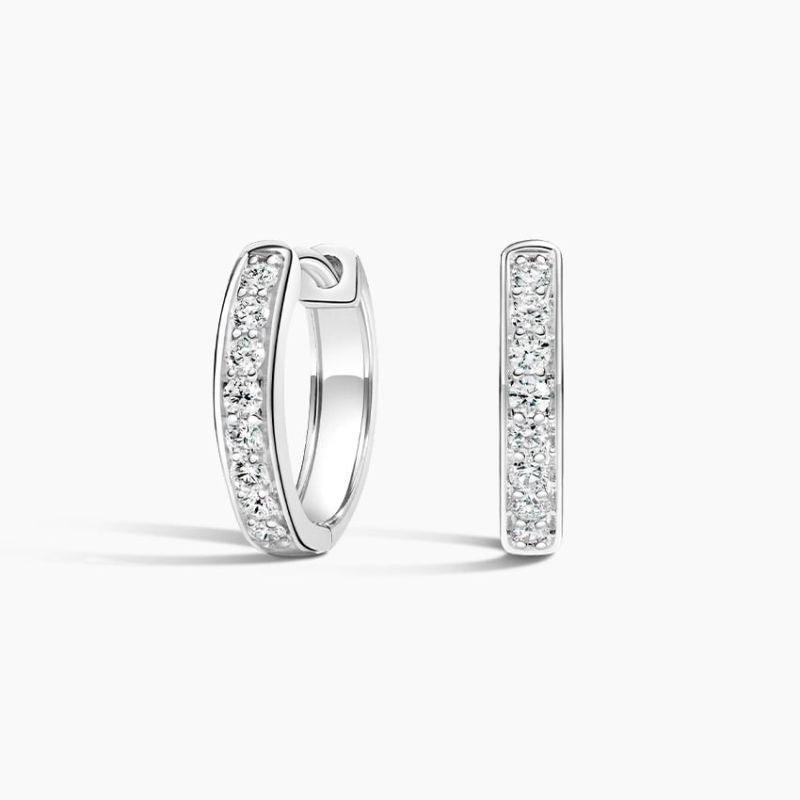 Moissanite Diamond Huggie Earrings 14k White Gold Plated