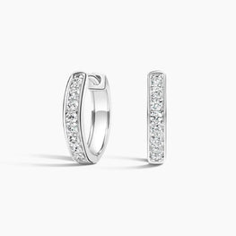 Moissanite Diamond Huggie Earrings 14k White Gold Plated