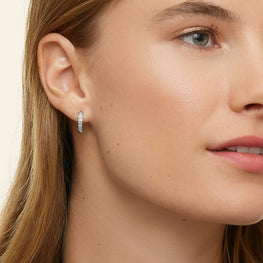 Moissanite Diamond Huggie Earrings 14k White Gold Plated