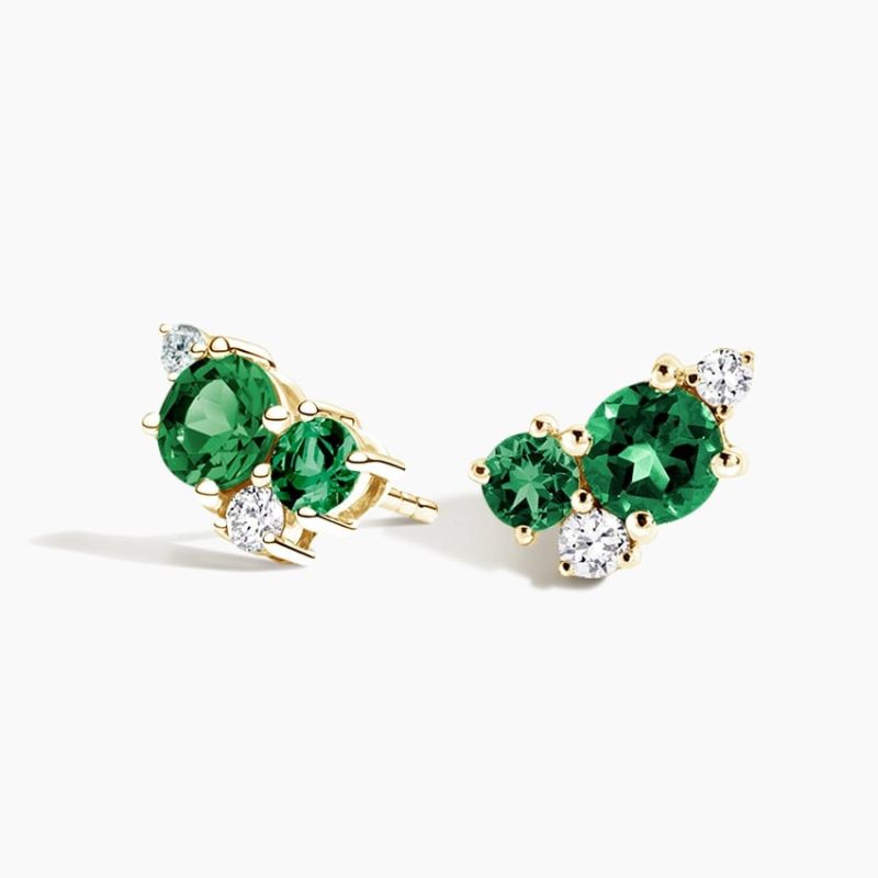 Foliage Bouquet Simulated Stud Earrings 14k Yellow Gold Plated