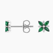 1.06 Ct Green Marquise - Round Cut Diamond White Gold Earrings For Women 