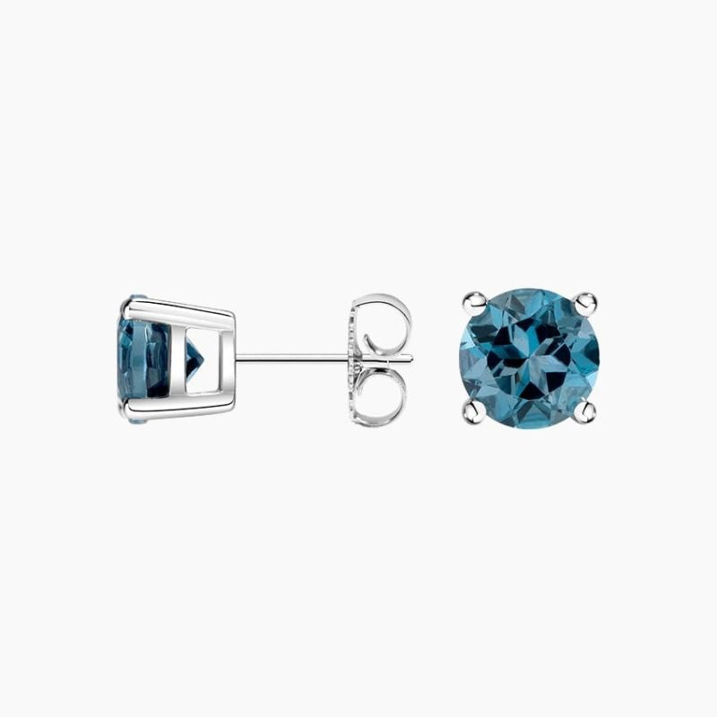 Solitaire Blue Moissanite Diamond Earrings