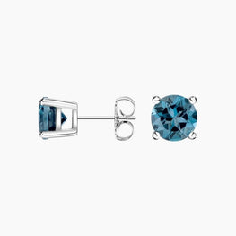 Solitaire Blue Moissanite Diamond Earrings