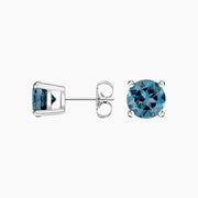 1.95 Ct Round Cut Diamond Blue Colored Diamond Earrings For Unique 