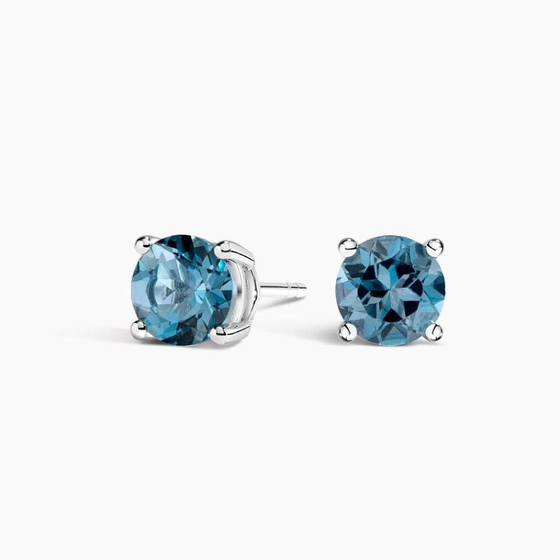 Solitaire Blue Moissanite Diamond Earrings