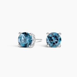 Solitaire Blue Moissanite Diamond Earrings