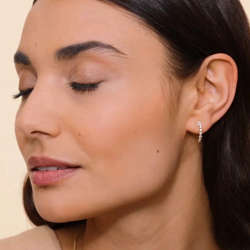 Moissanite Diamond Hoop Earrings 14K Yellow Gold Plated