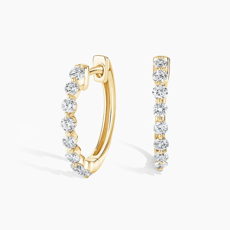 Moissanite Diamond Hoop Earrings 14K Yellow Gold Plated