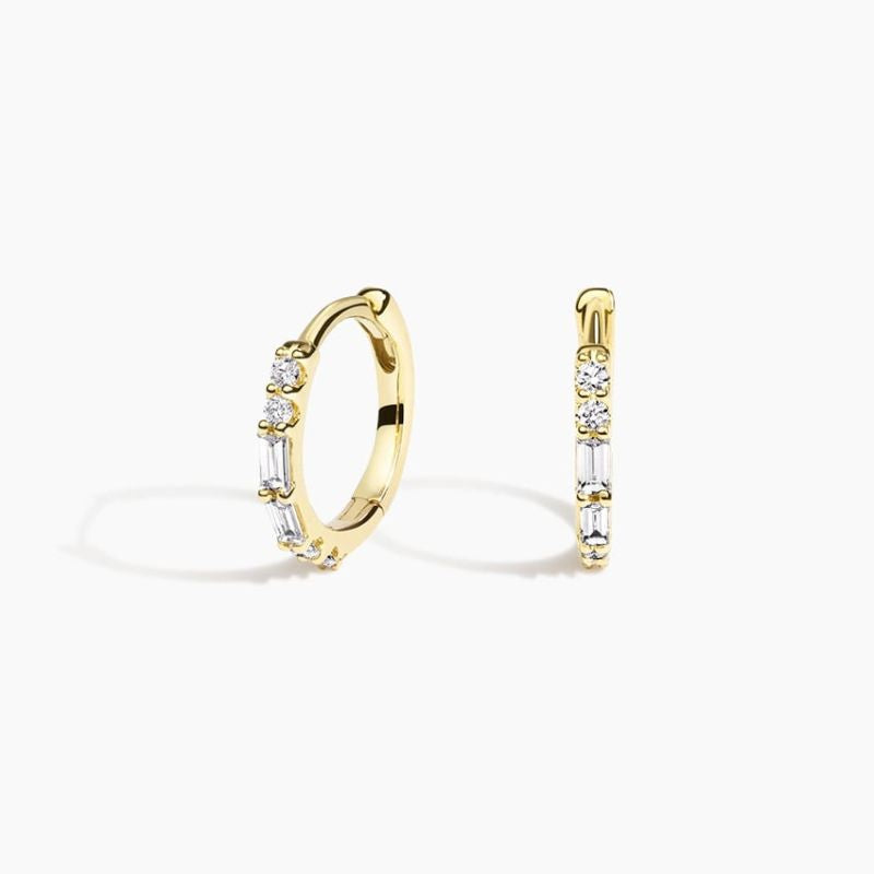 Moissanite Diamond Hoop Earrings 14k Yellow Gold Plated