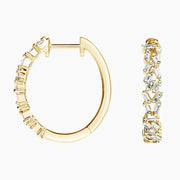 Baguette Moissanite Diamond Cluster Hoop Earrings 14k Yellow Gold Plated