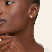 0.85 Ct Flora Shape Gold Plated Diamond Earrings Jewerlly 