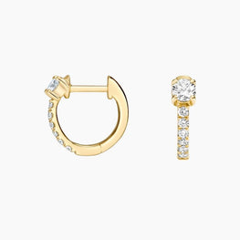 Daily Wear Round Moissanite Diamond Hoop Earring 14k Yellow Gold Plated